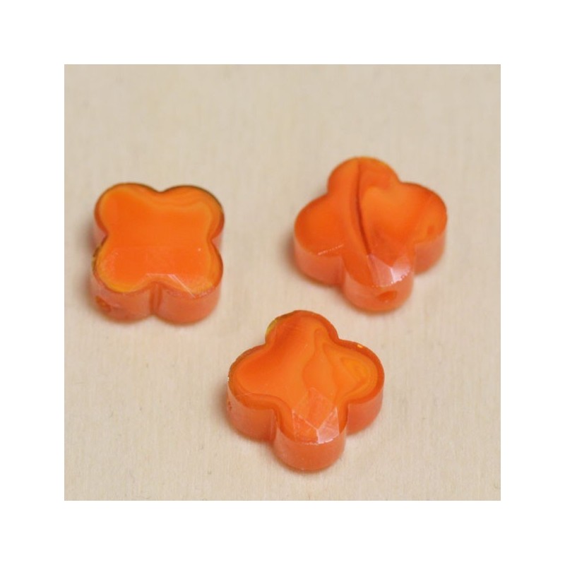 Perles en cristal à facettes  - Trèfle  12x12mm - Orange Opaque