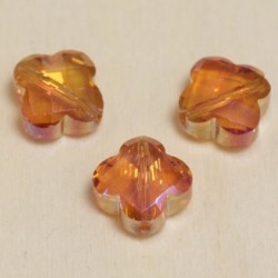Perles en cristal à facettes  - Trèfle  12x12mm - Saumon Fonce Transparent