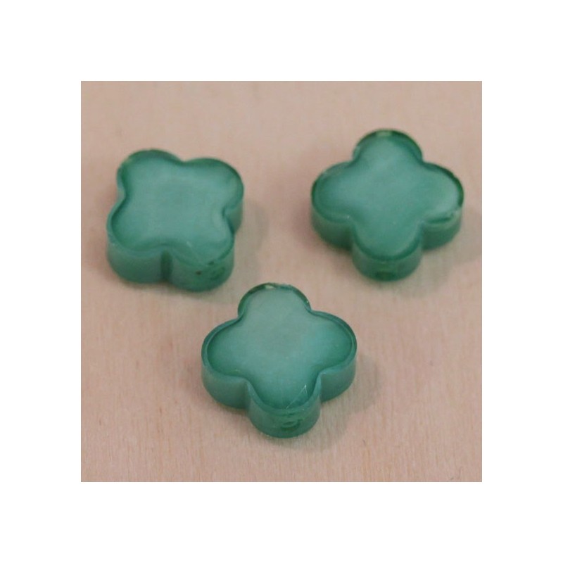 Perles en cristal à facettes  - Trèfle  12x12mm - Vert Outremer Opaque