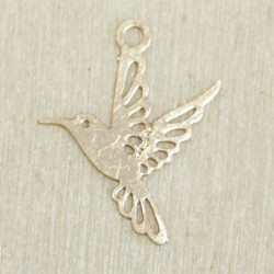 Breloque Laser Cut - Oiseau colibri - 15x13mm - Gold rose