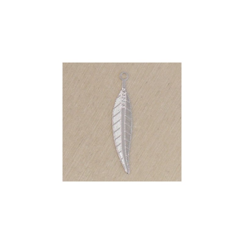 Breloque Laser Cut plume argenté