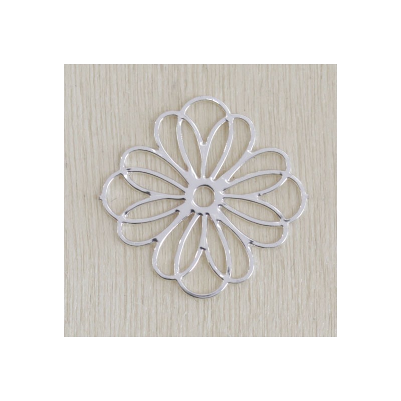 Connecteur Laser Cut - Fleur - 15mm - Argenté