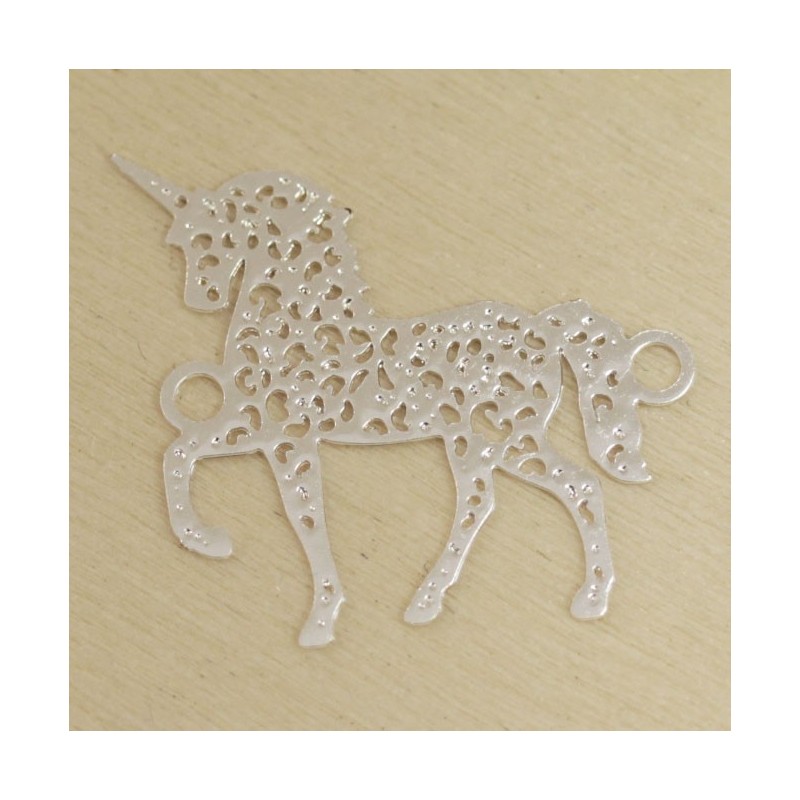 Connecteur Laser Cut - Licorne - 24x19mm - Argenté