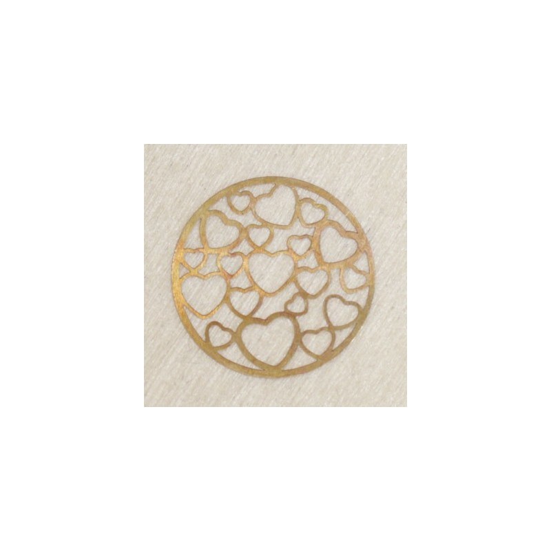 Connecteur Laser Cut - Rond coeur - 19mm - Gold rose