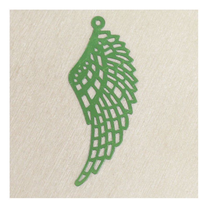 Pendentif Laser Cut - Aile d'ange - 49x20mm - Vert