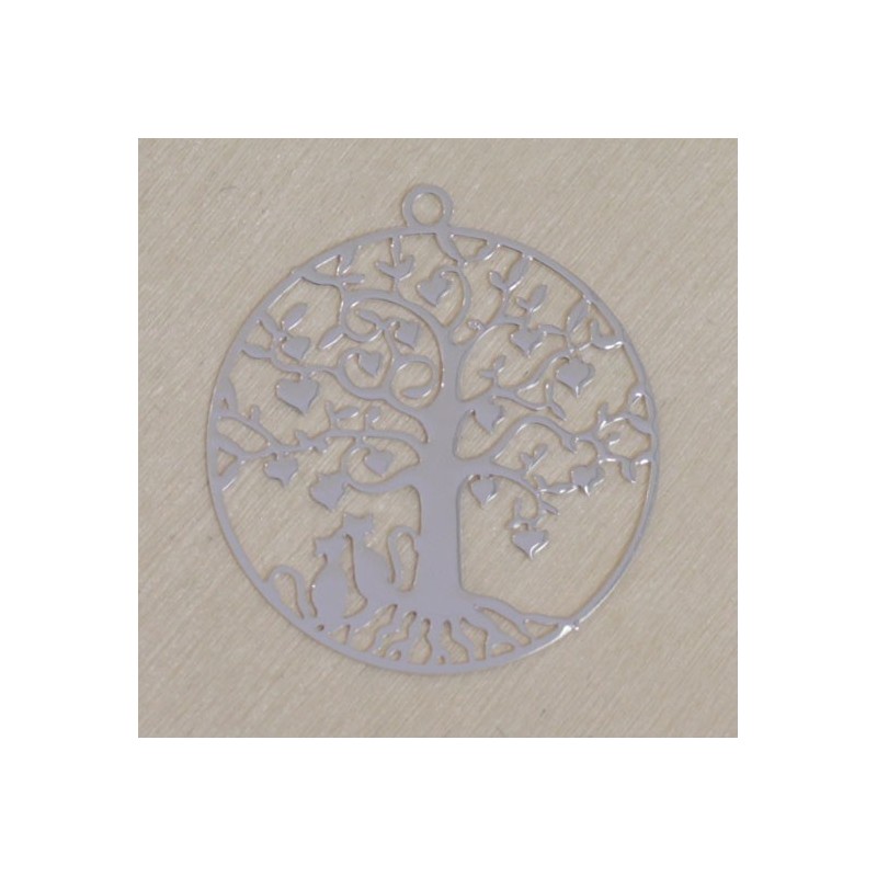 Pendentif Laser Cut - Arbre de vie - 33x30mm - Argenté