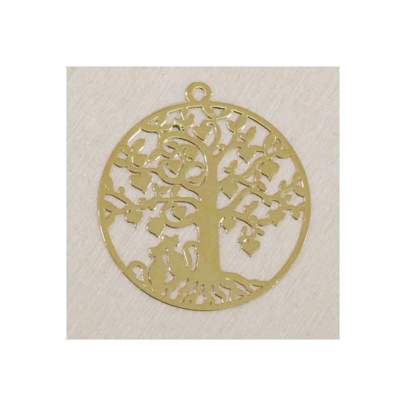 Pendentif Laser Cut - Arbre de vie - 33x30mm - Doré