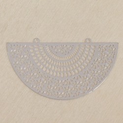 Pendentif Laser Cut - Demi rosace - 47x26mm - Argenté