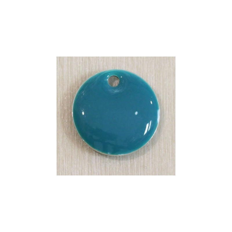 Sequin Emaillé en résine époxy rond 10mm - Bleu turquoise