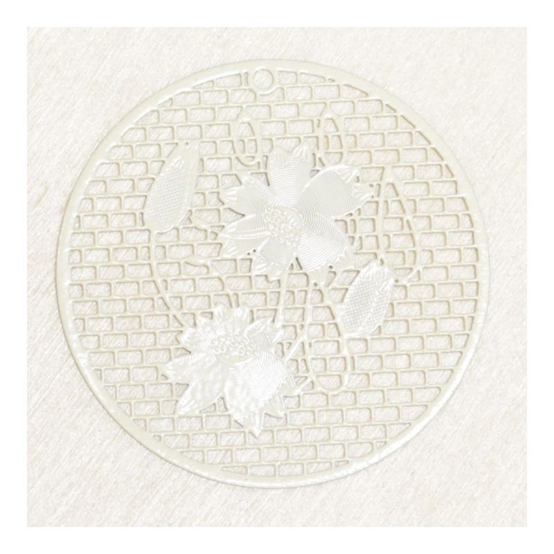 Pendentif Laser Cut - Rond fleur - 46mm - Ivoire