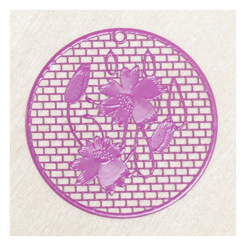 Pendentif Laser Cut - Rond fleur - 46mm - Violet