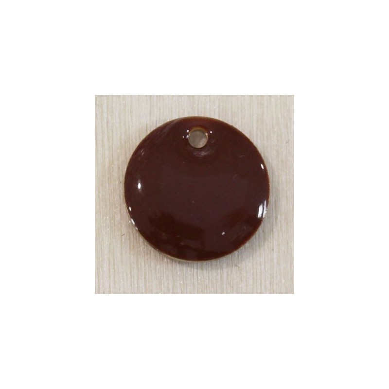 Sequin Emaillé en résine époxy rond 10mm - Marron chocolat