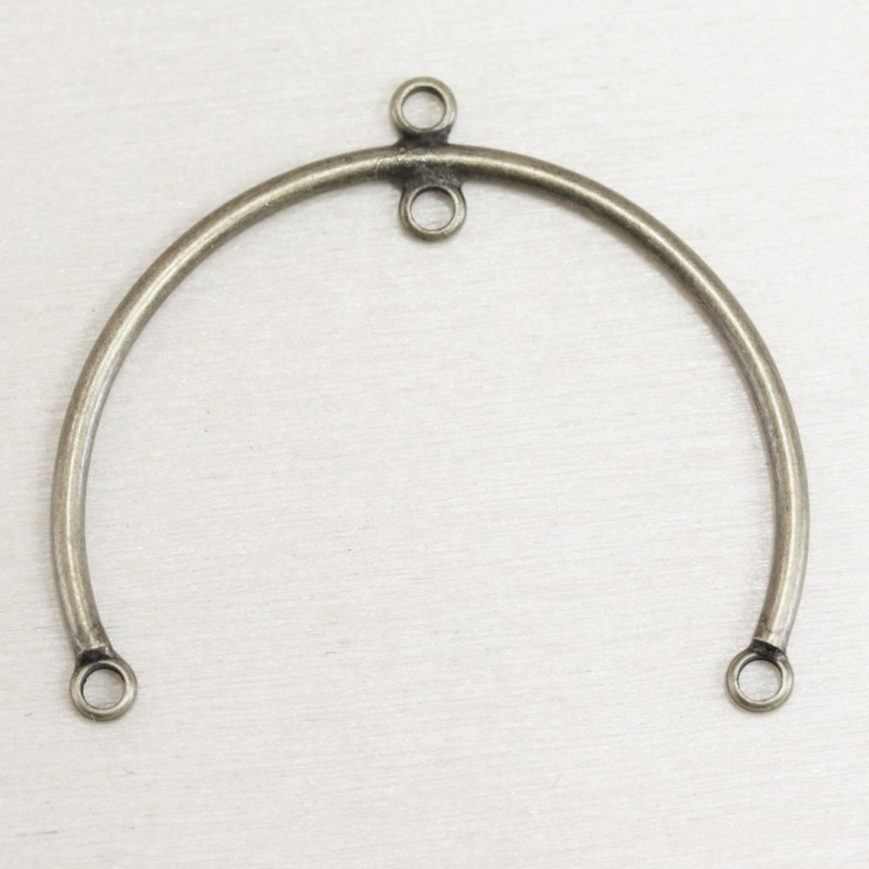Connecteur forme évidée - Demi-lune arceau - 33x30mm - Bronze