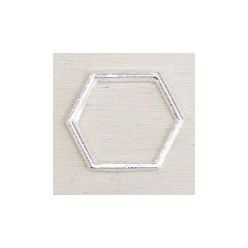 Connecteur forme évidée - Hexagone - 13x12mm - Argenté brossé