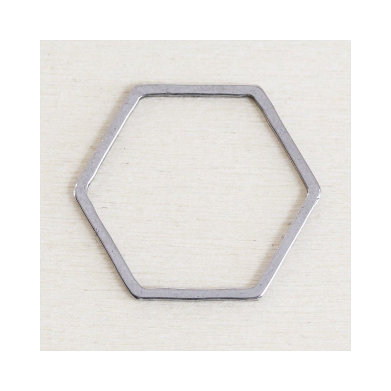 Connecteur forme évidée - Hexagone - 19x16mm - Argenté foncé