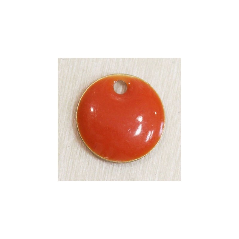 Sequin Emaillé en résine époxy rond 10mm - Orange foncé