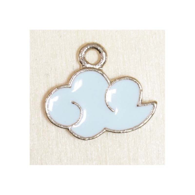 Breloque - Ciel - Nuage - 15x18mm - Emaillé - Bleu ciel