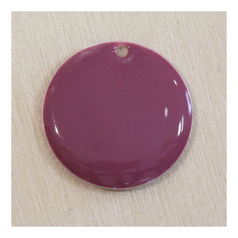 Sequin Emaillé en résine époxy rond 20mm - Vieux violet