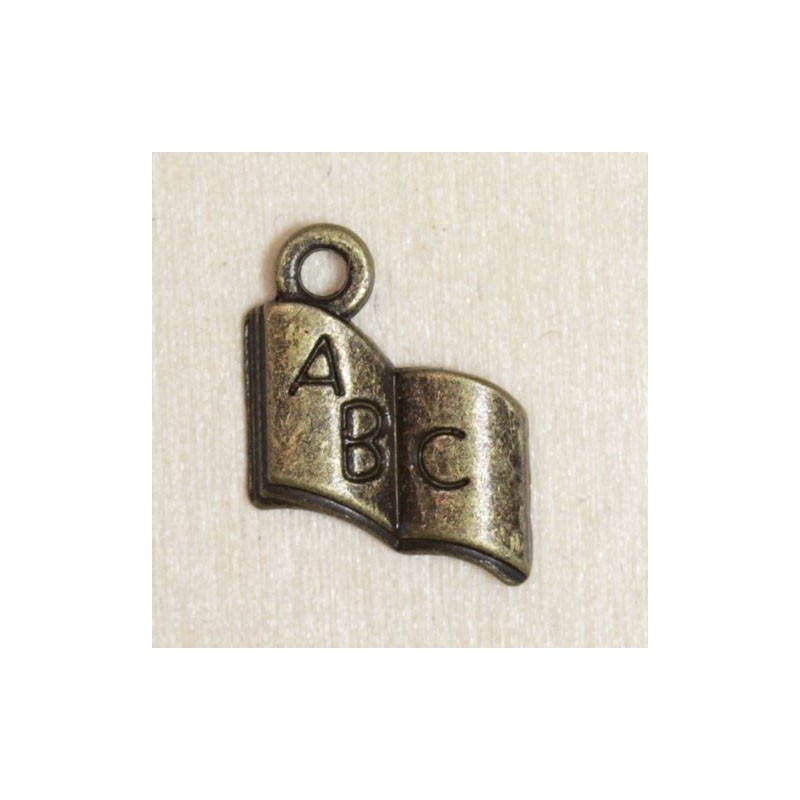 Breloque - Ecrit - Livre - 13x13mm - Bronze