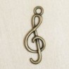 Breloque - Musique - Clé de sol - 25x10mm - Bronze