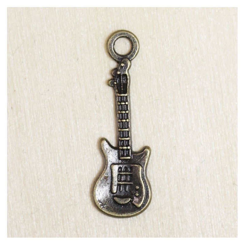 Breloque - Musique - Guitare - 24x8mm - Bronze