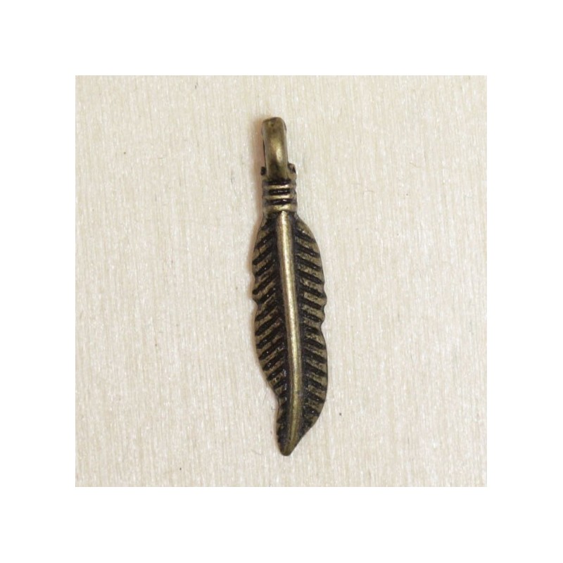 Breloque - Plume - 19x4mm - Bronze