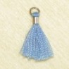 Mini Pompon de fil de coton - 15mm - Attache Argentée - Bleu Clair