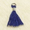 Mini Pompon de fil de coton - 15mm - Attache Argentée - Bleu Foncé