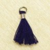 Mini Pompon de fil de coton - 15mm - Attache Argentée - Bleu Marine