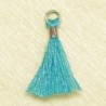 Mini Pompon de fil de coton - 15mm - Attache Argentée - Bleu Turquoise