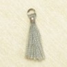 Mini Pompon de fil de coton - 15mm - Attache Argentée - Gris Souris