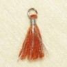 Mini Pompon de fil de coton - 15mm - Attache Argentée - Marron Rouille et Argenté