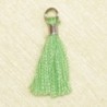 Mini Pompon de fil de coton - 15mm - Attache Argentée - Vert Clair