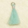 Mini Pompon de fil de coton - 15mm - Attache Argentée - Vert d'Eau