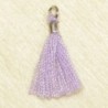 Mini Pompon de fil de coton - 15mm - Attache Argentée - Violet Parme