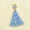 Mini Pompon de fil de coton - 15mm - Attache Dorée - Bleu Clair