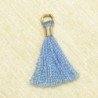 Mini Pompon de fil de coton - 15mm - Attache Dorée - Bleu Clair
