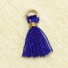 Mini Pompon de fil de coton - 15mm - Attache en fil Doré - Bleu Roi