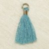 Mini Pompon de fil de coton - 15mm - Attache Dorée - Bleu Turquoise