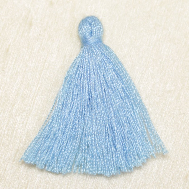 Pompon de fil de coton - 30 à 40 mm - Bleu Clair - LA PERLE DES LOISIRS