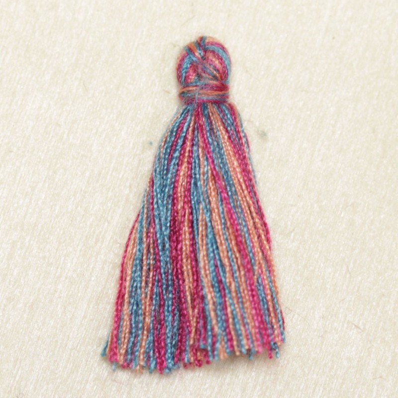 Pompon de fil de coton - 30 à 40 mm - Multicolore Bleu Rose