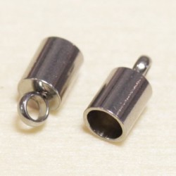 Embouts à coller - Acier Inoxydable - 3mm - Argenté foncé - La paire