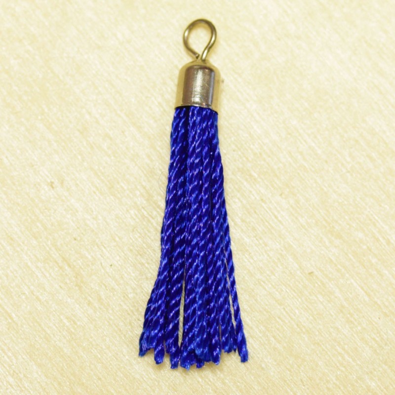 Pompon de fil de coton avec calotte en métal - 30 à 40 mm - Bleu Marine