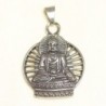 Pendentif - Acier inoxydable - Buddha assis - 47x36mm - Argenté foncé