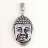 Pendentif - Acier inoxydable - Tête de Buddha - 47x36,5mm - Argenté foncé