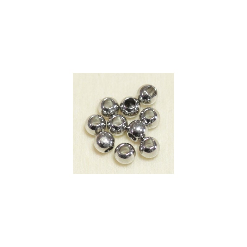 Perles - Acier Inoxydable - Rondes - 3mm - Argenté foncé