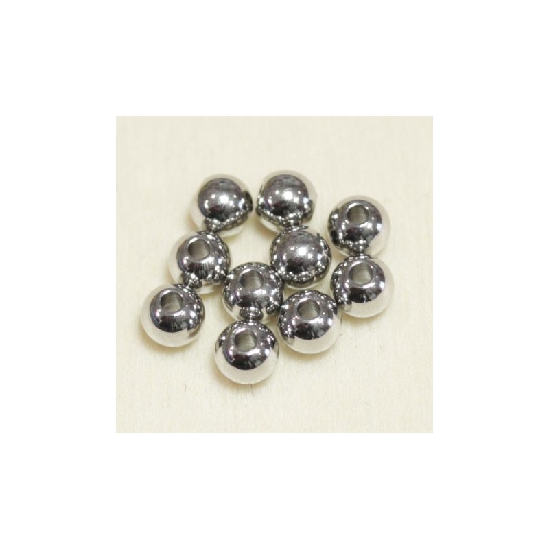 Perles - Acier Inoxydable - Rondes - 4mm - Argenté foncé