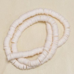 Perles Heishi 6mm de diamètre en pâte polymère - Au fil - Ivoire