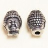 Perle - Acier Inoxydable - Tête de Buddha - 12x10mm - Argenté foncé