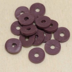 Perles Heishi 6mm de diamètre en pâte polymère - Par 50 - Marron